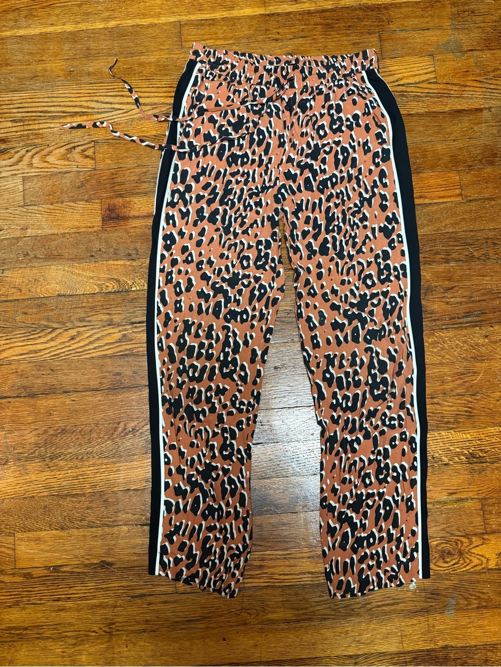 Zara- Leopard Print Track Pants with Side Stripes - Rust/Black